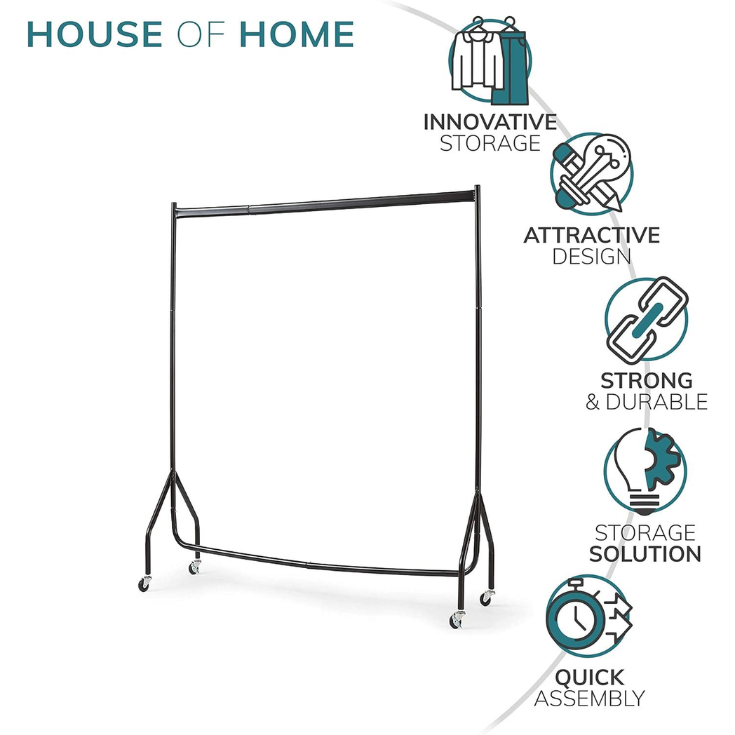 Extra Heavy Duty 6ft Long x 5ft Tall Clothes Rail In Black