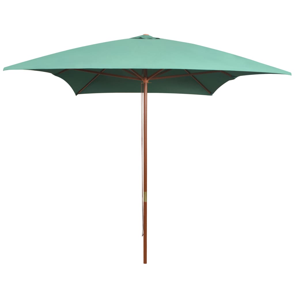 Garden Parasol 200x300 cm Wooden Pole Green
