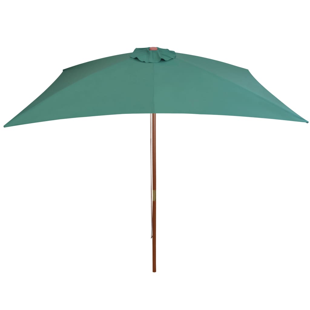 Garden Parasol 200x300 cm Wooden Pole Green