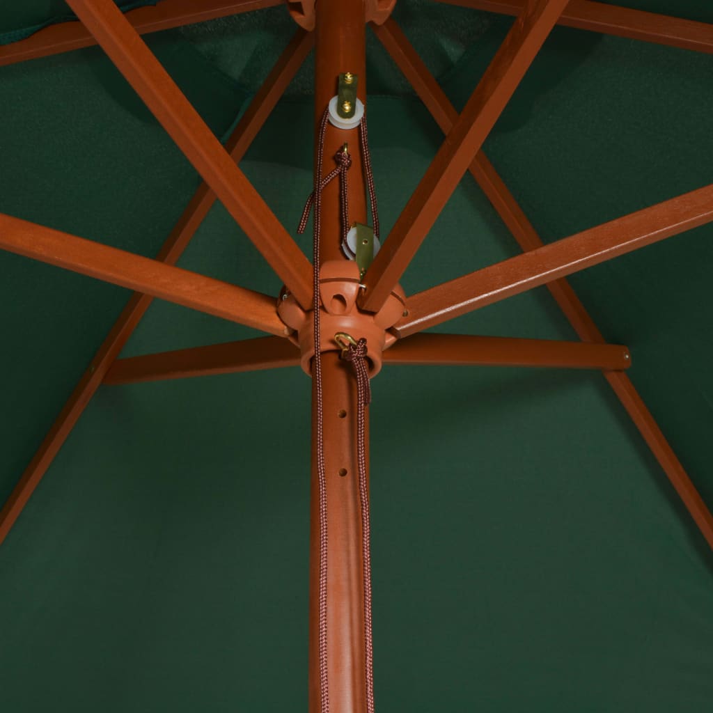 Garden Parasol 200x300 cm Wooden Pole Green