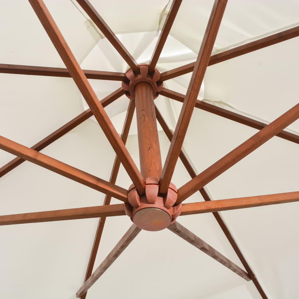 Hanging Garden Parasol 350 cm Wooden Pole White