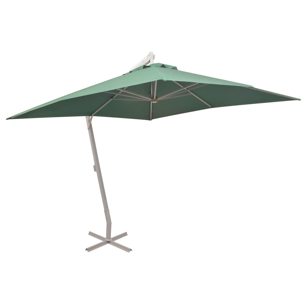 Hanging Garden Parasol 300x300 cm Green Aluminium Pole