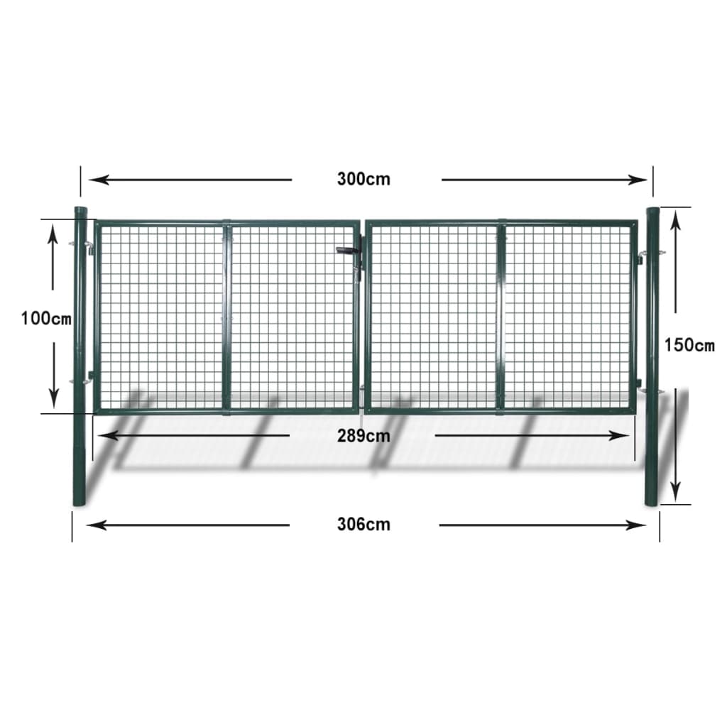 Fence Gate Steel 306x100 cm Green