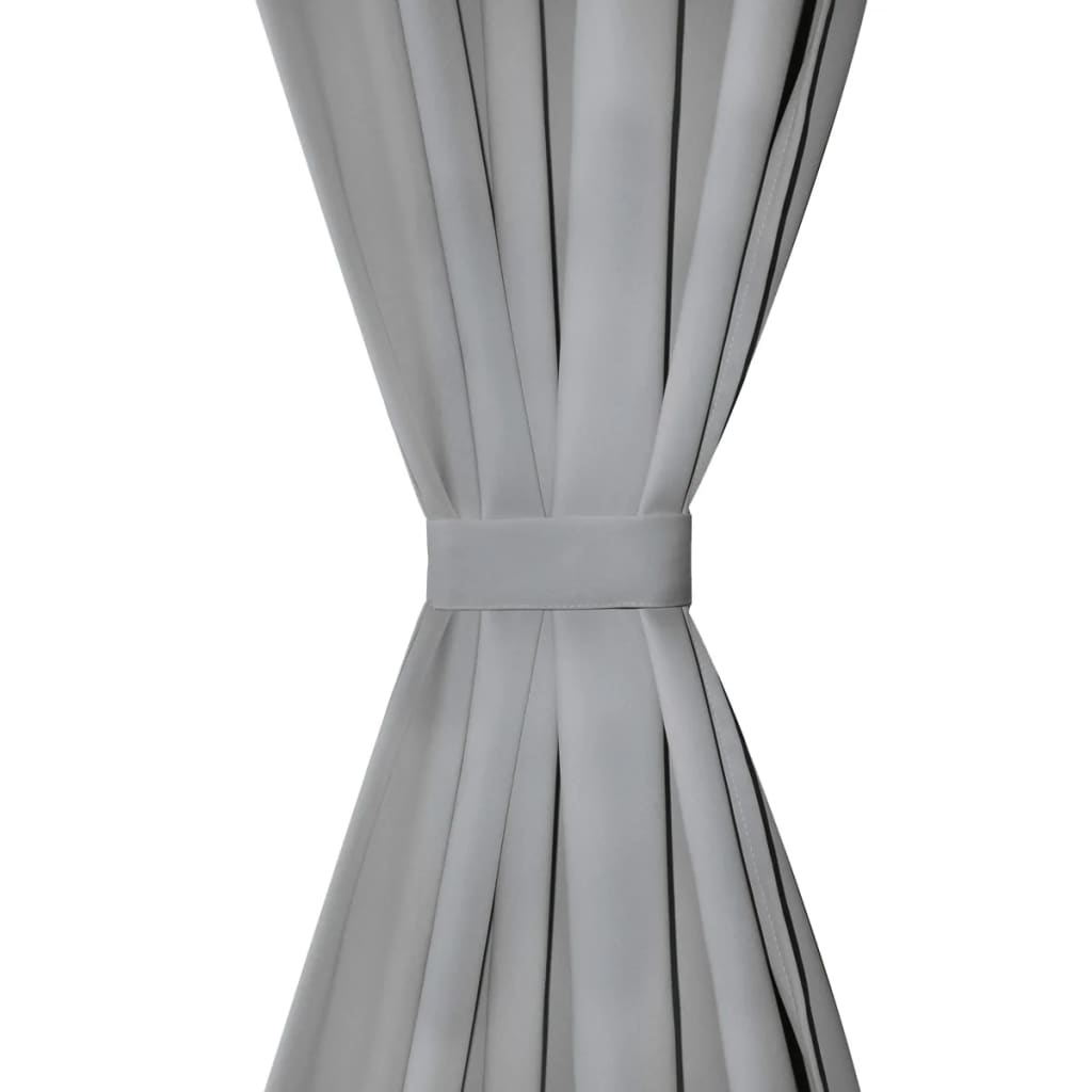 Micro-Satin Curtains 2 pcs with Loops 140x225 cm Grey