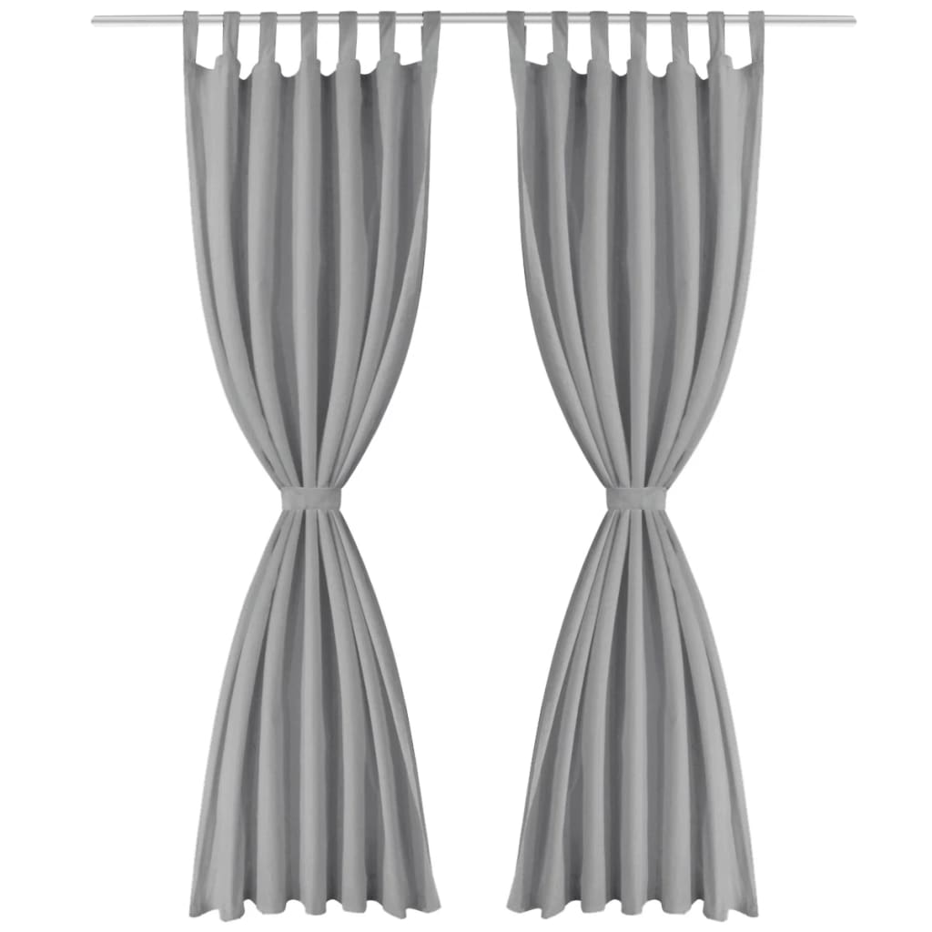 Micro-Satin Curtains 2 pcs with Loops 140x245 cm Grey