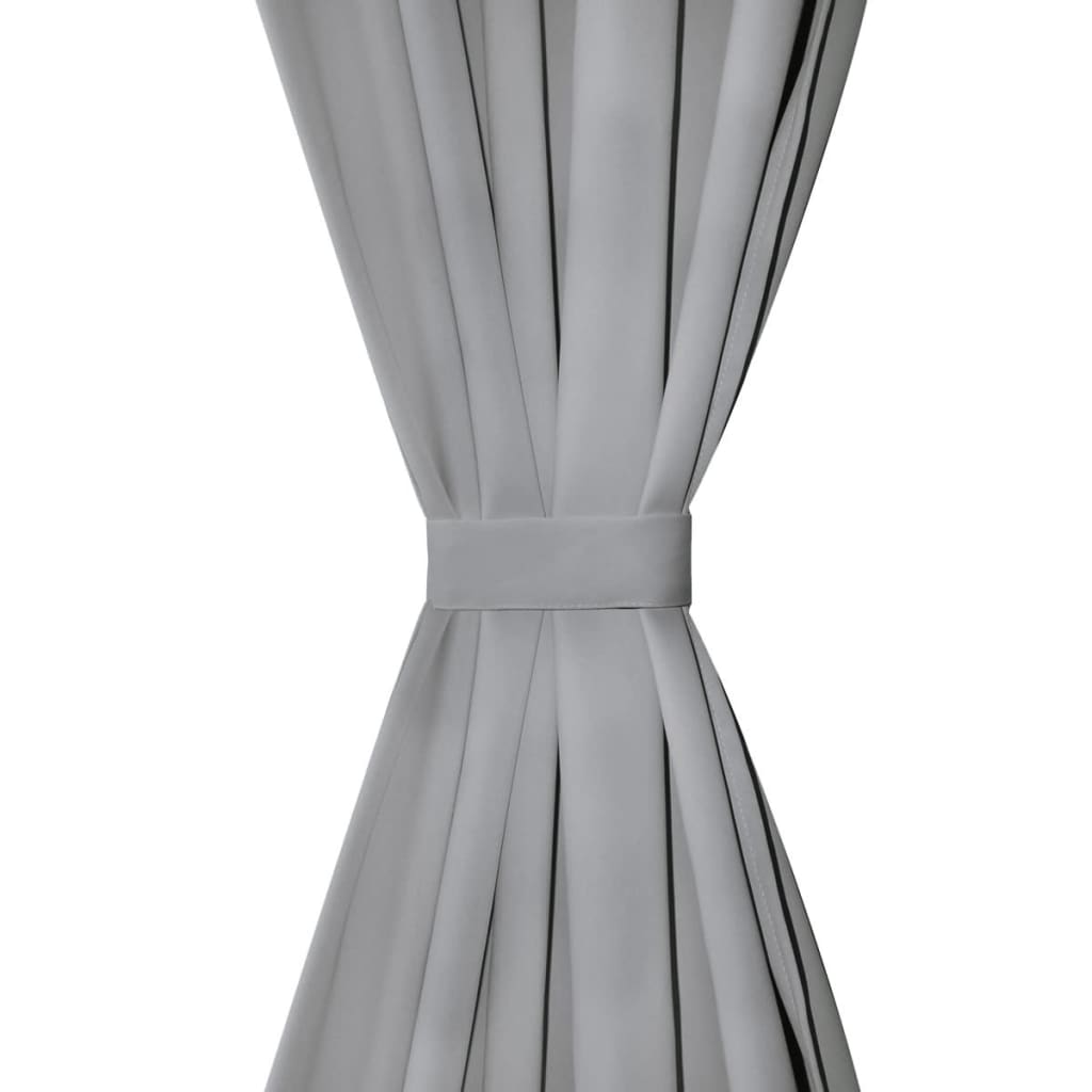 Micro-Satin Curtains 2 pcs with Loops 140x245 cm Grey