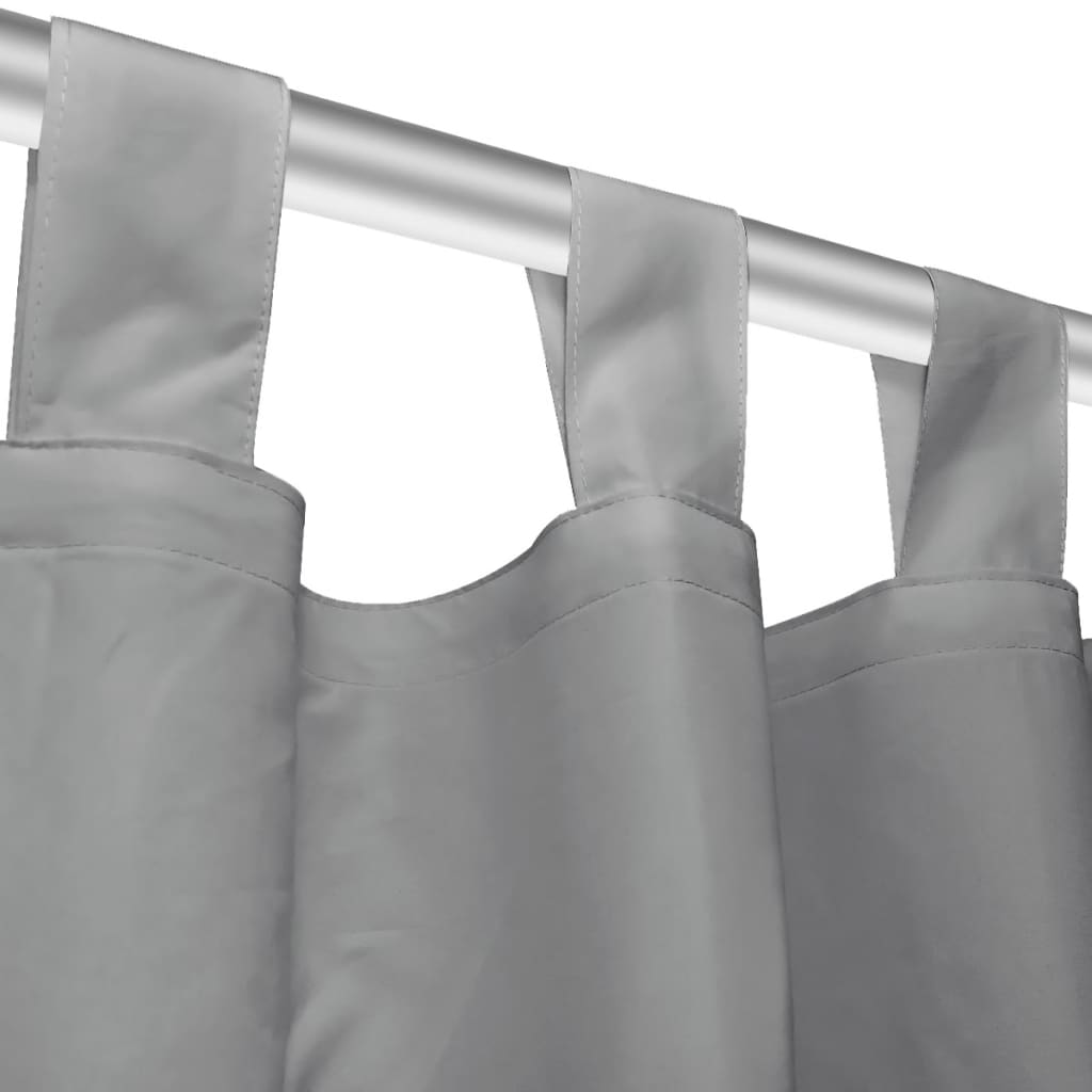 Micro-Satin Curtains 2 pcs with Loops 140x245 cm Grey