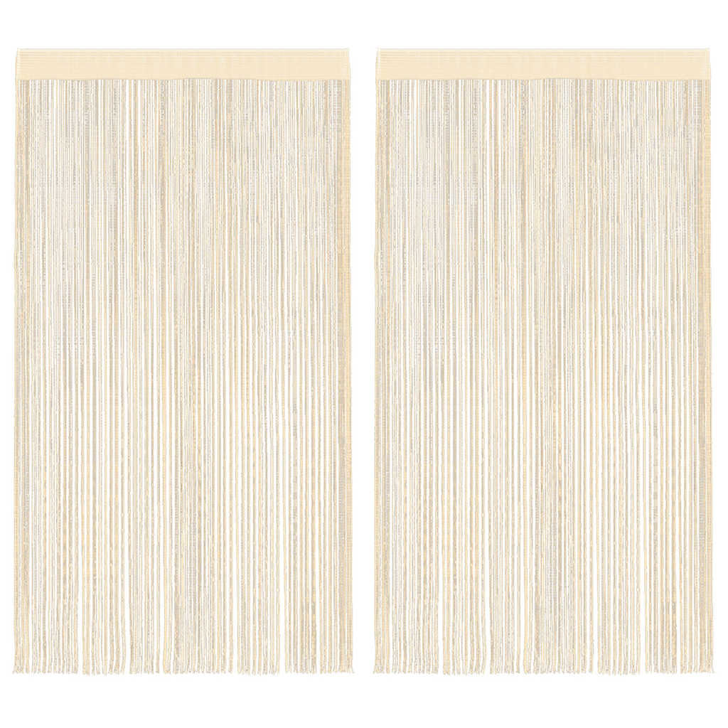 String Curtains 2 pcs 100x250 cm Cream
