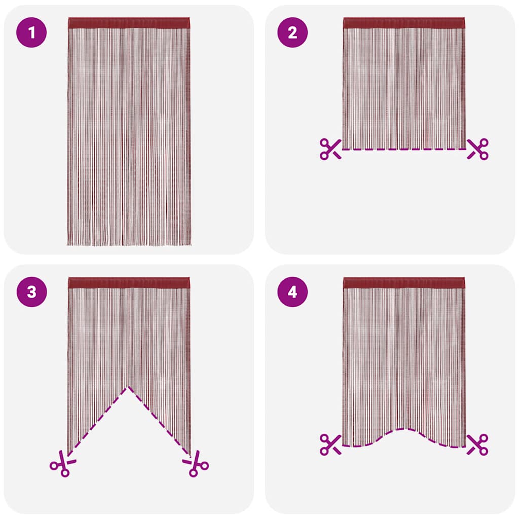 String Curtains 2 pcs 100x250 cm Burgundy