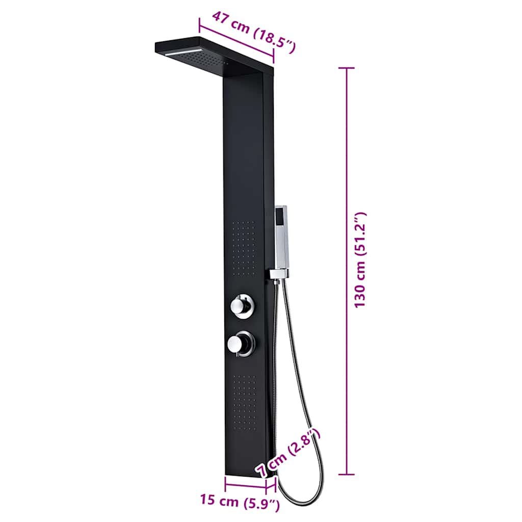 Shower Panel System Aluminium Matte Black