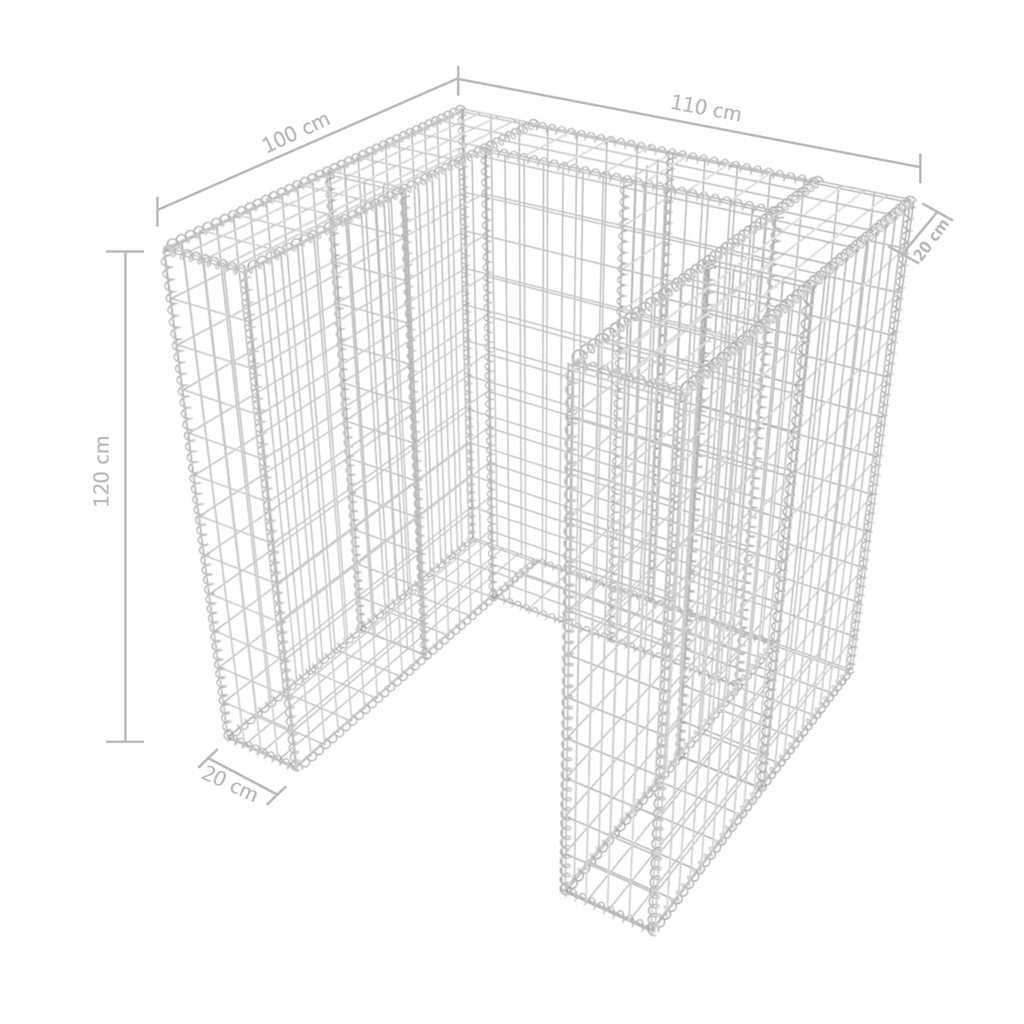 Gabion Single Wheelie Bin Surround Steel 110x100x120 cm