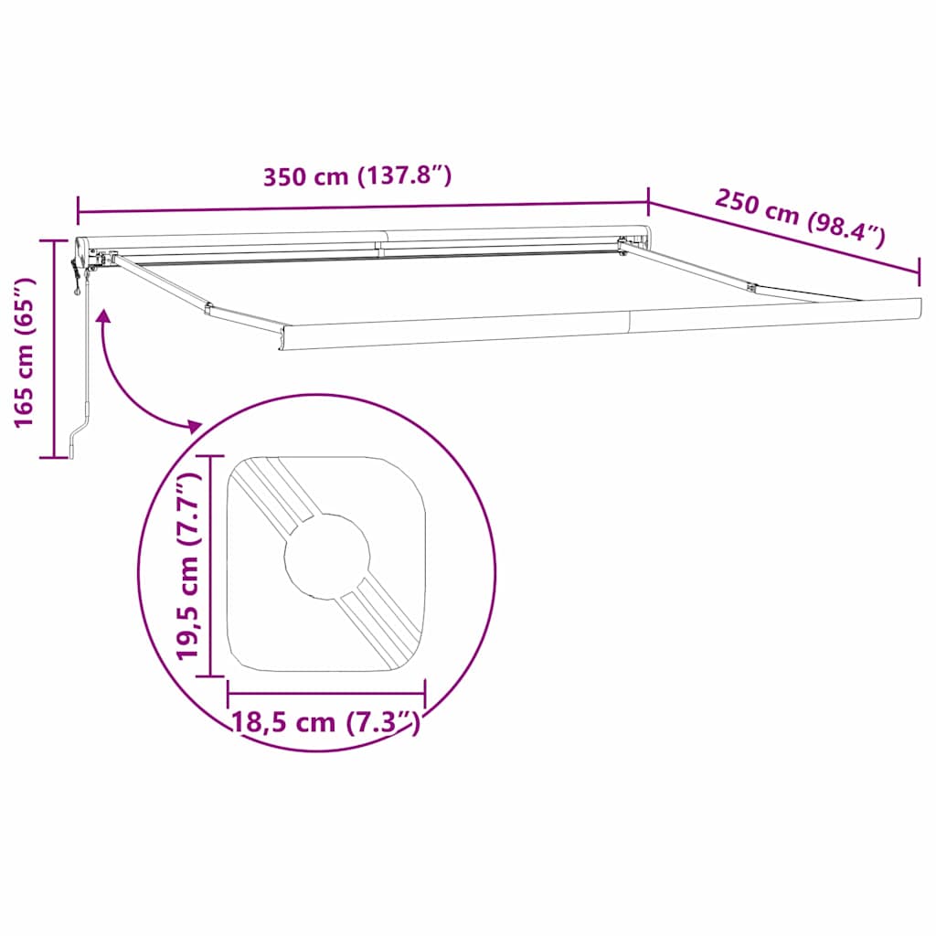 Awning White 3.5 x 2.5 m Metal