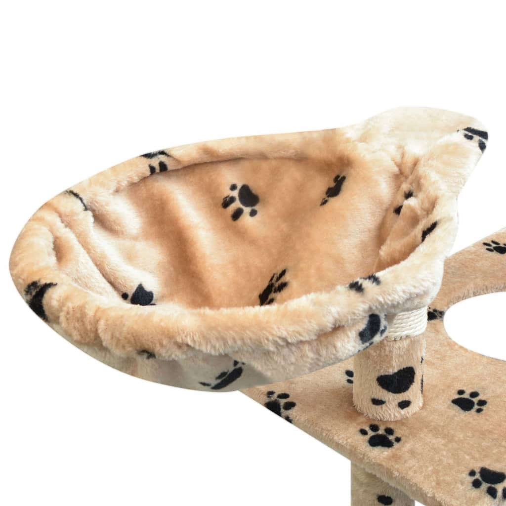 Cat Tree with Sisal Scratching Posts 150 cm Paw Prints Beige