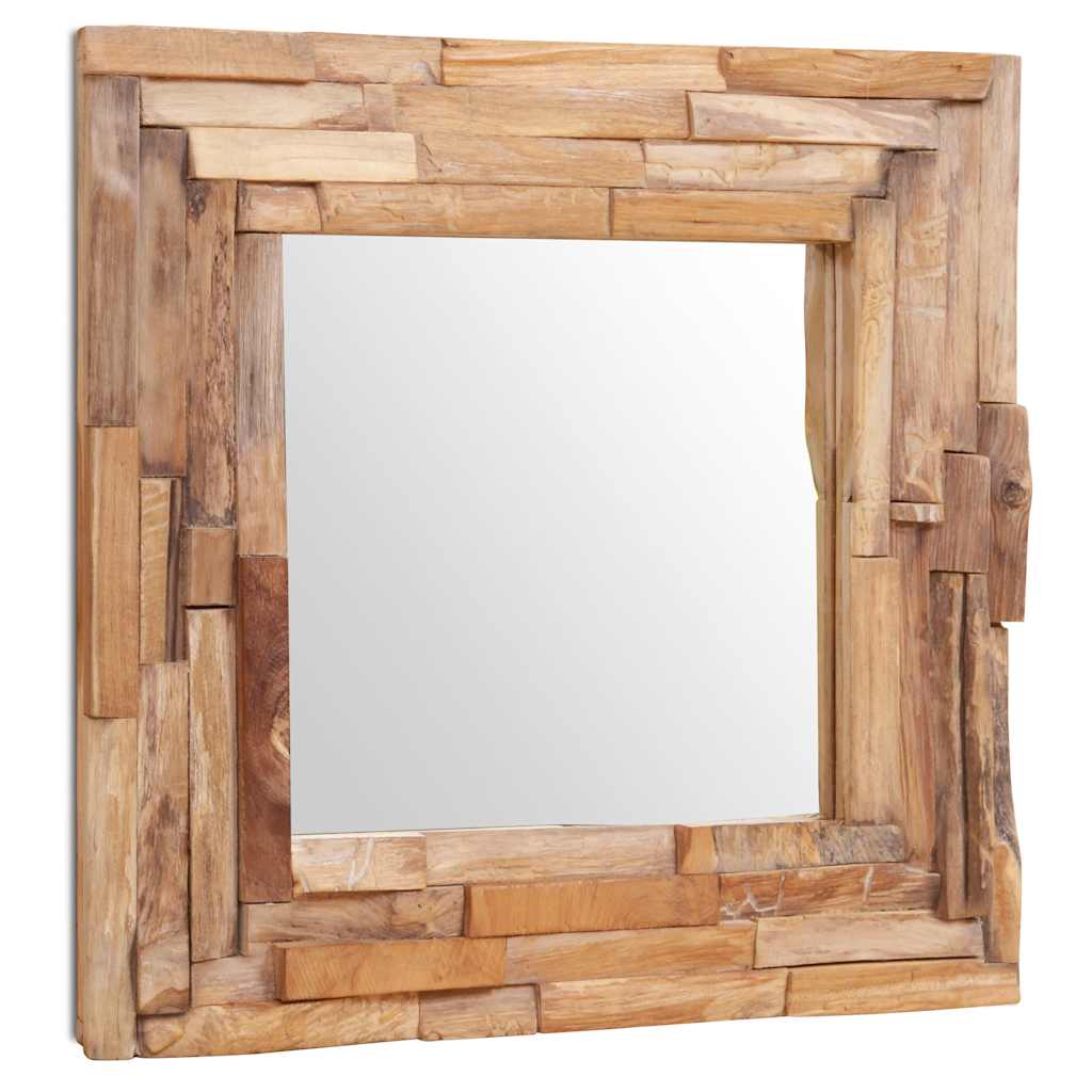 Decorative Mirror Teak 60x60 cm Square