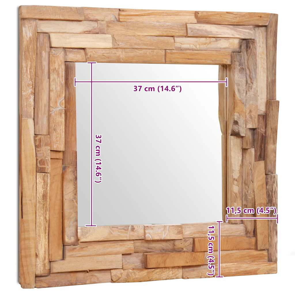Decorative Mirror Teak 60x60 cm Square