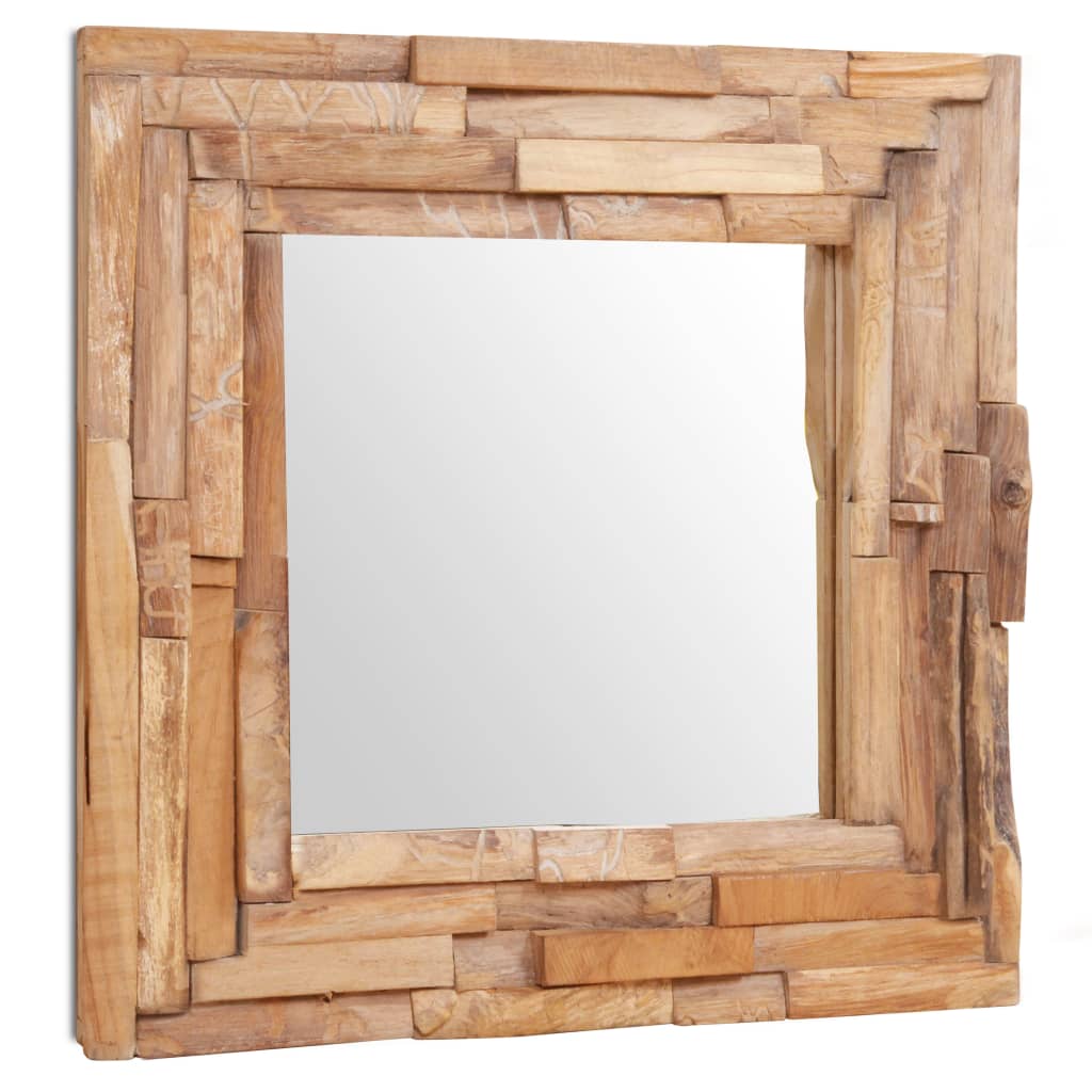 Decorative Mirror Teak 60x60 cm Square