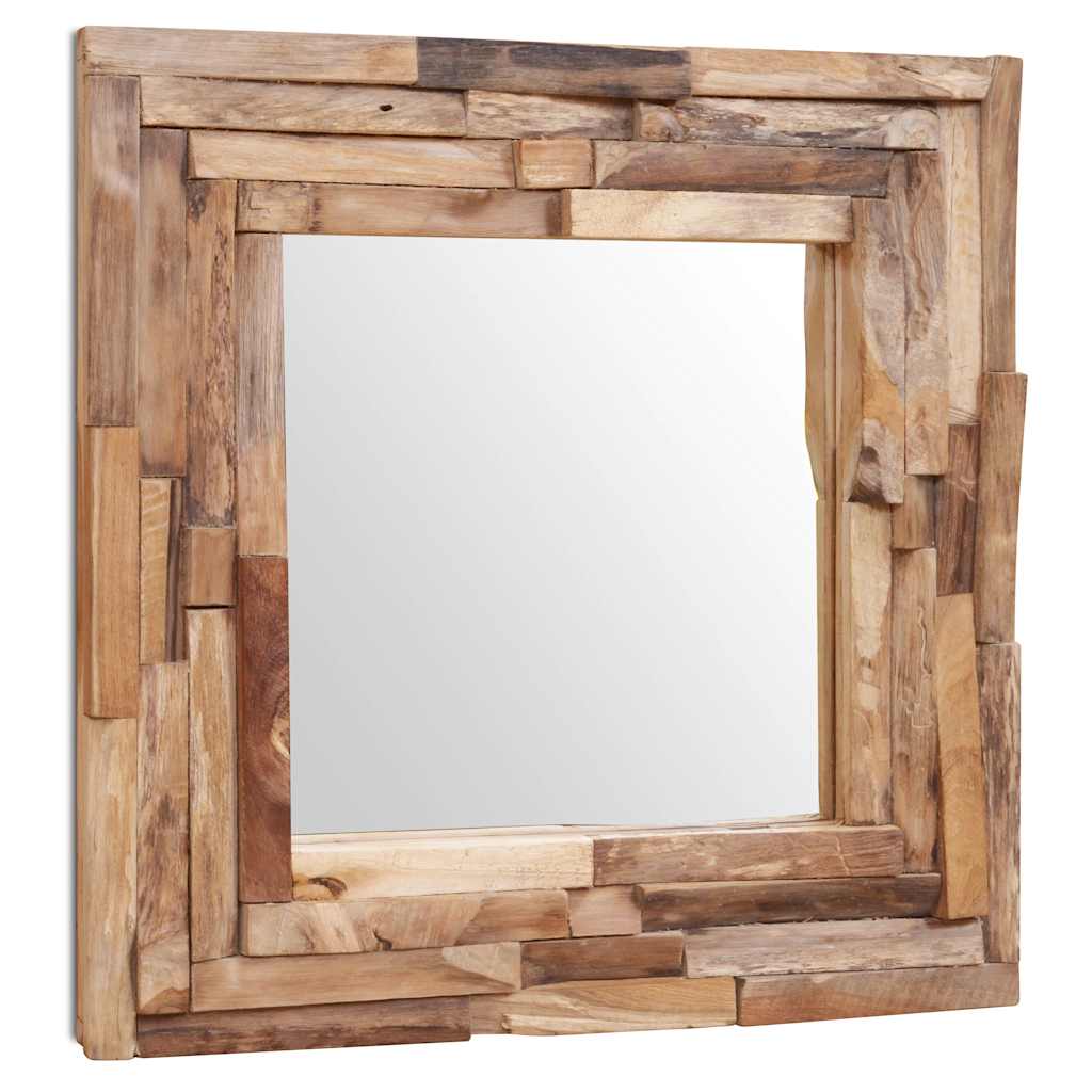 Decorative Mirror Teak 60x60 cm Square