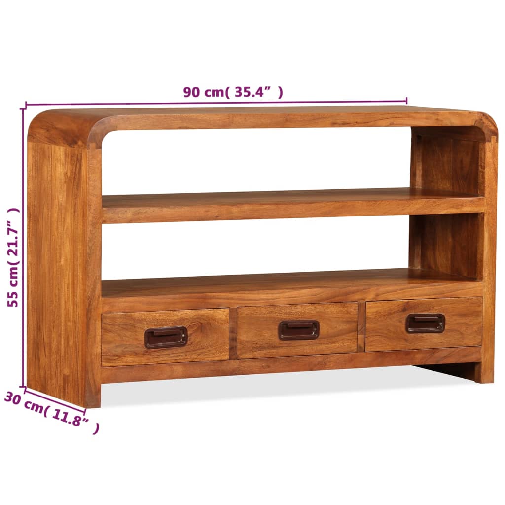 TV Cabinet Solid Wood Acacia 90x30x55 cm