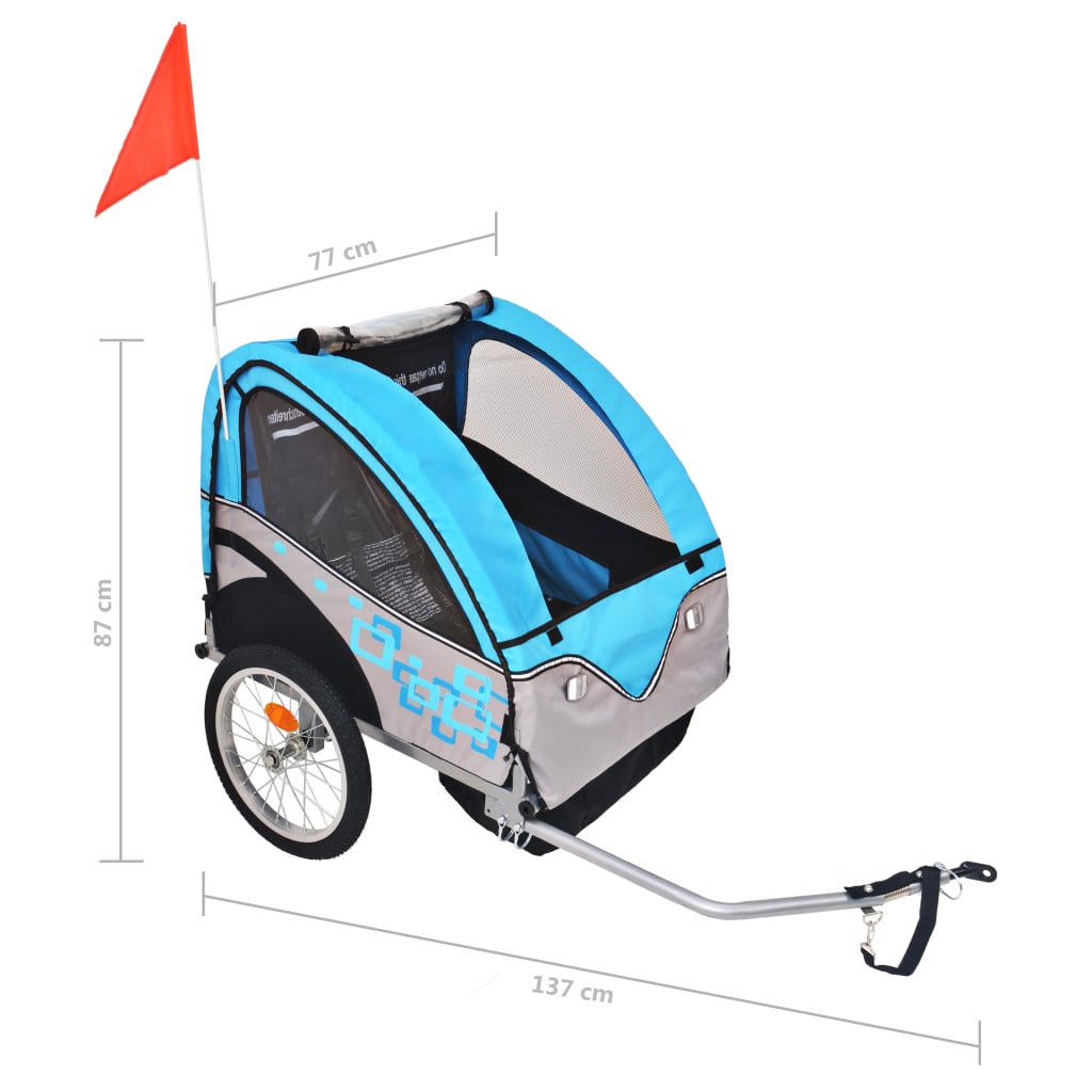 Bike Trailer Grey and Blue 30 kg