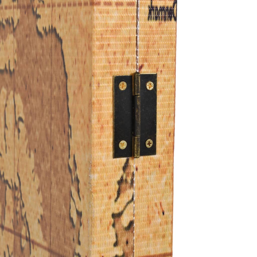 Folding Room Divider 228x170 cm World Map Yellow