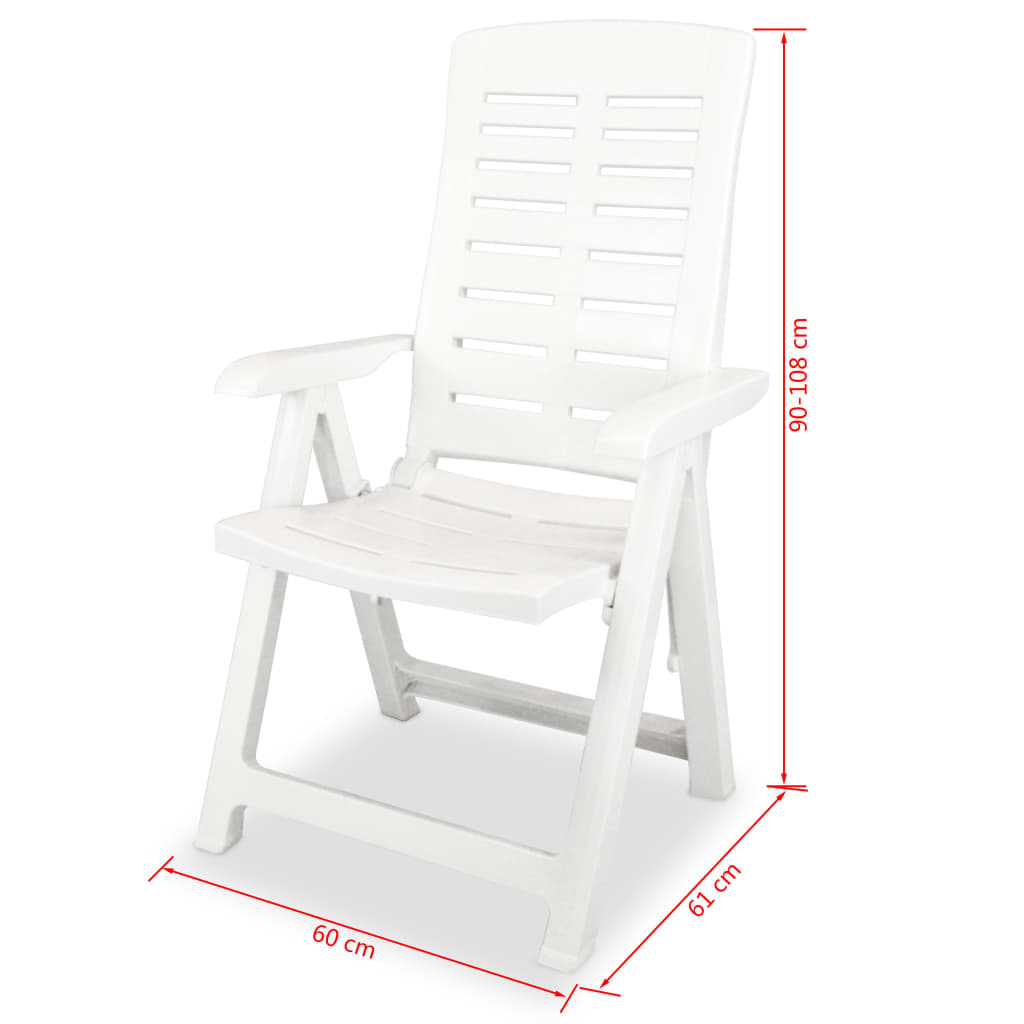 Reclining Garden Chairs 2 pcs Plastic White