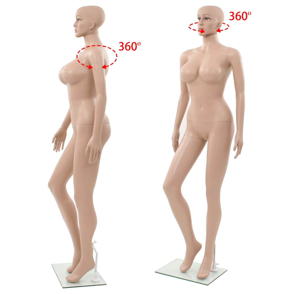 Female Mannequin with Glass Base Beige 180 cm