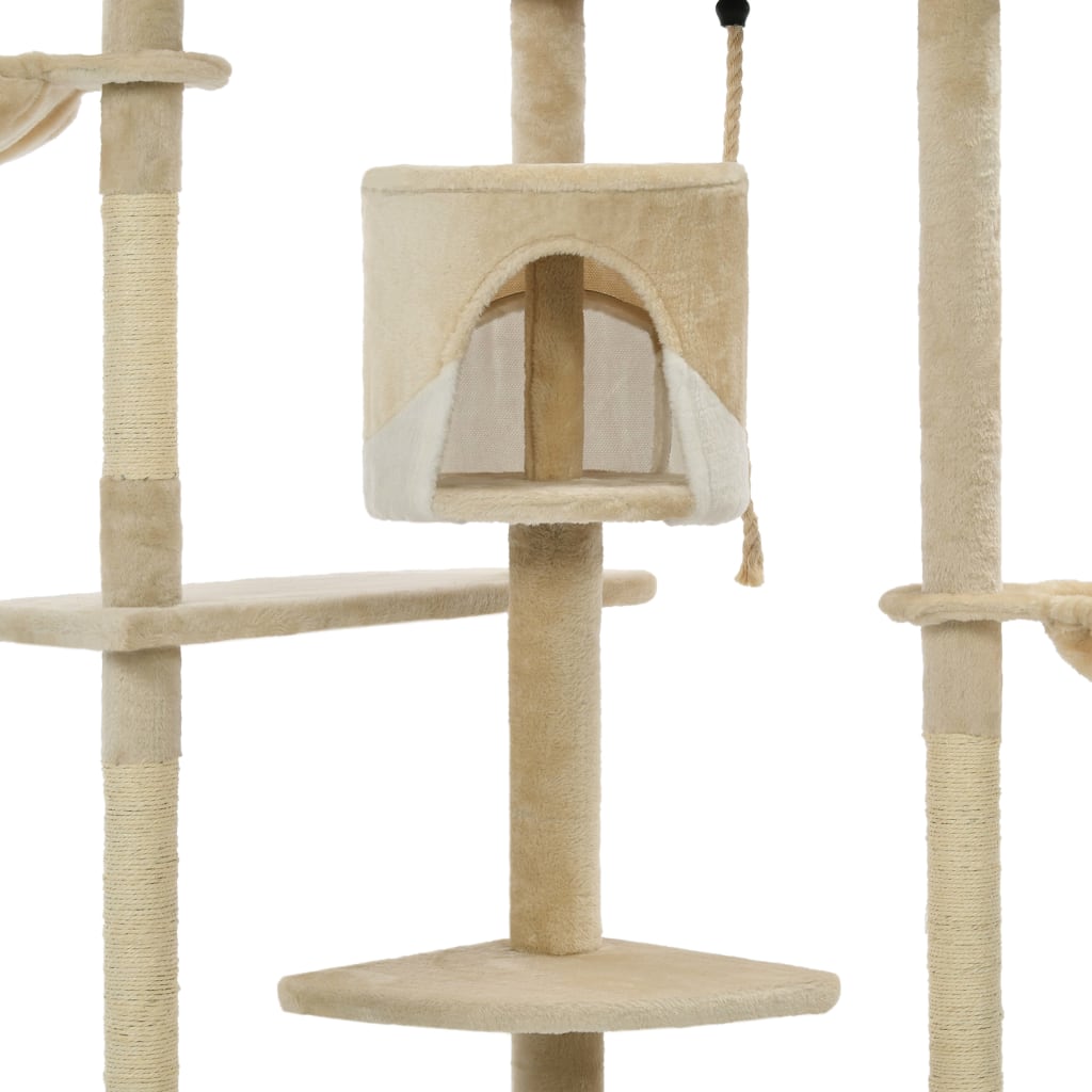 Cat Tree with Sisal Scratching Posts 203 cm Beige and White