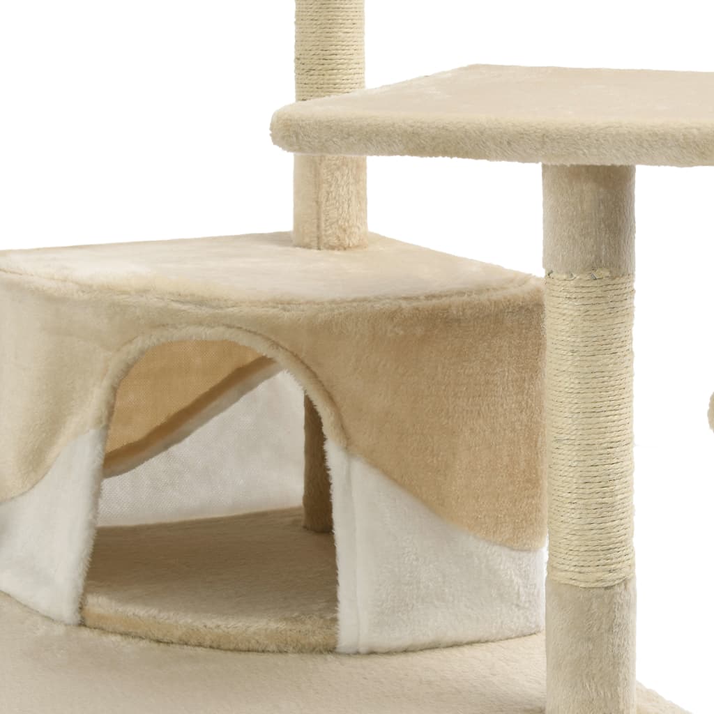 Cat Tree with Sisal Scratching Posts 203 cm Beige and White