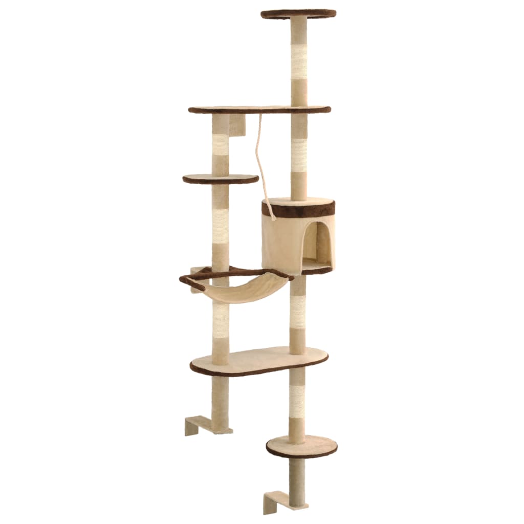 Cat Tree with Sisal Scratching Posts Wall Mounted 194 cm