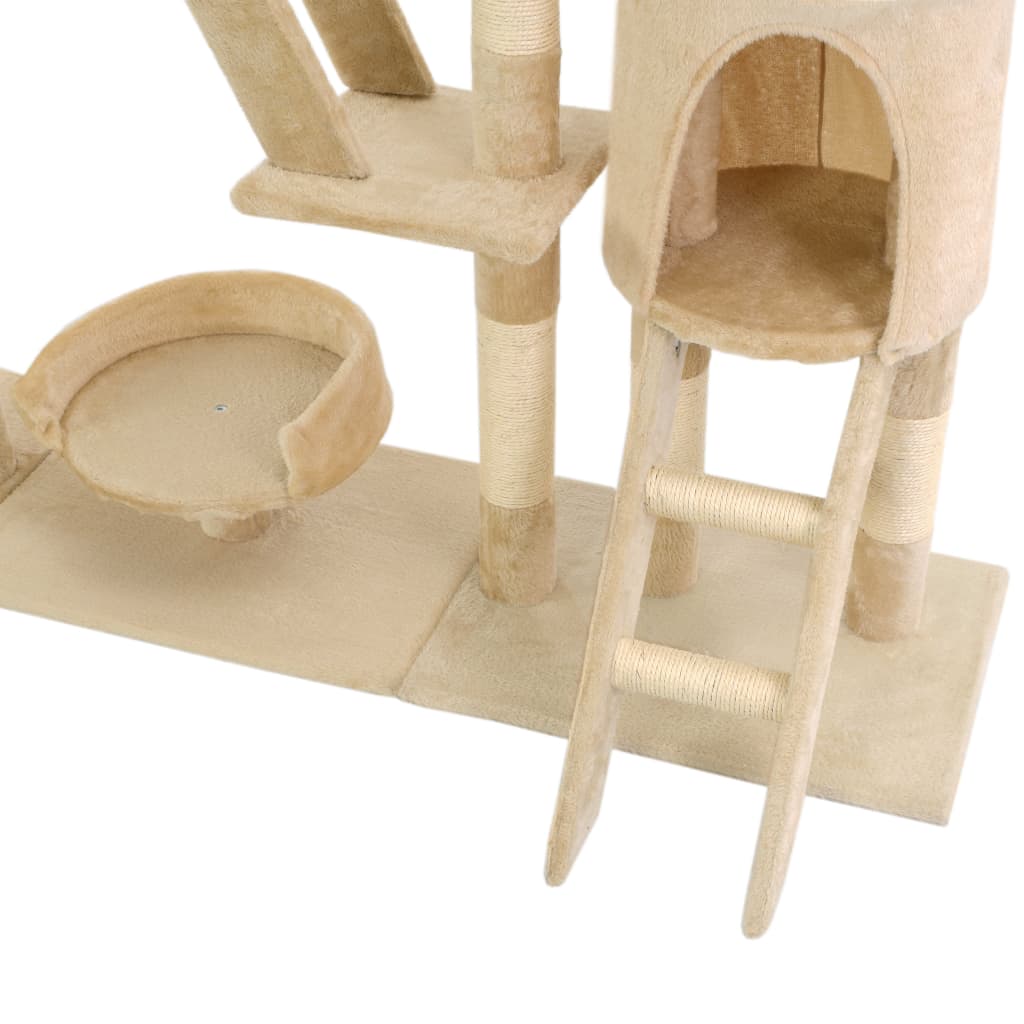 Cat Tree with Sisal Scratching Posts 230-250 cm Beige