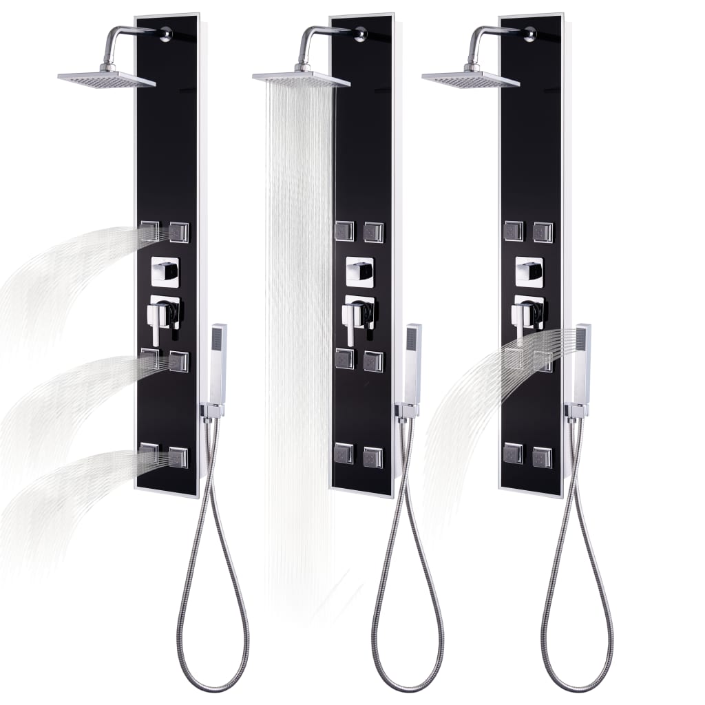 Shower Panel Unit Glass 18x42.1x120 cm Black