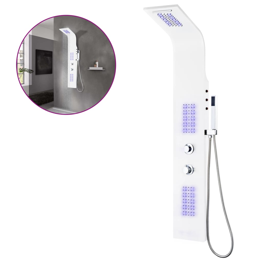 Shower Panel Unit Aluminium 20x44x130 cm White