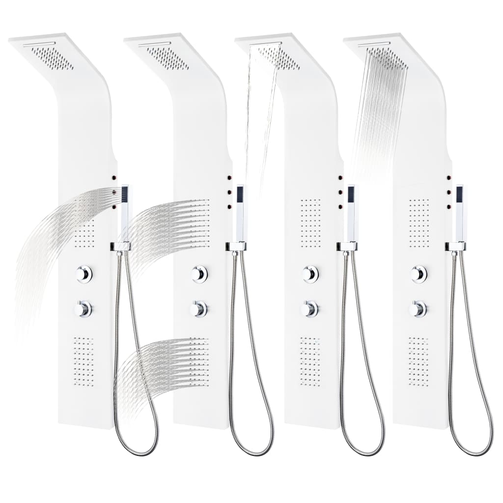 Shower Panel Unit Aluminium 20x44x130 cm White
