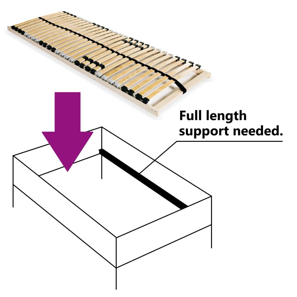 Slatted Bed Base without Mattress with 28 Slats 7 Zones 70x200 cm