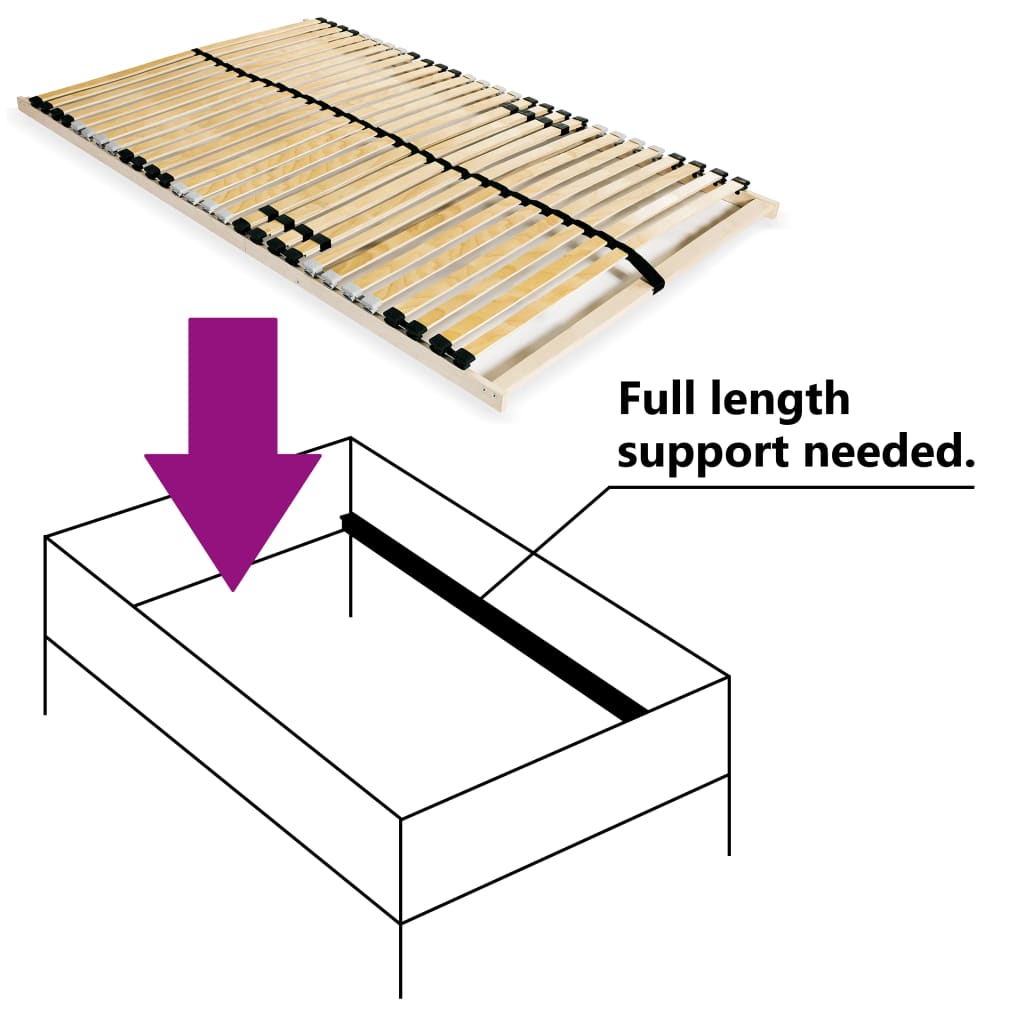 Slatted Bed Base without Mattress with 28 Slats 7 Zones 120x200 cm