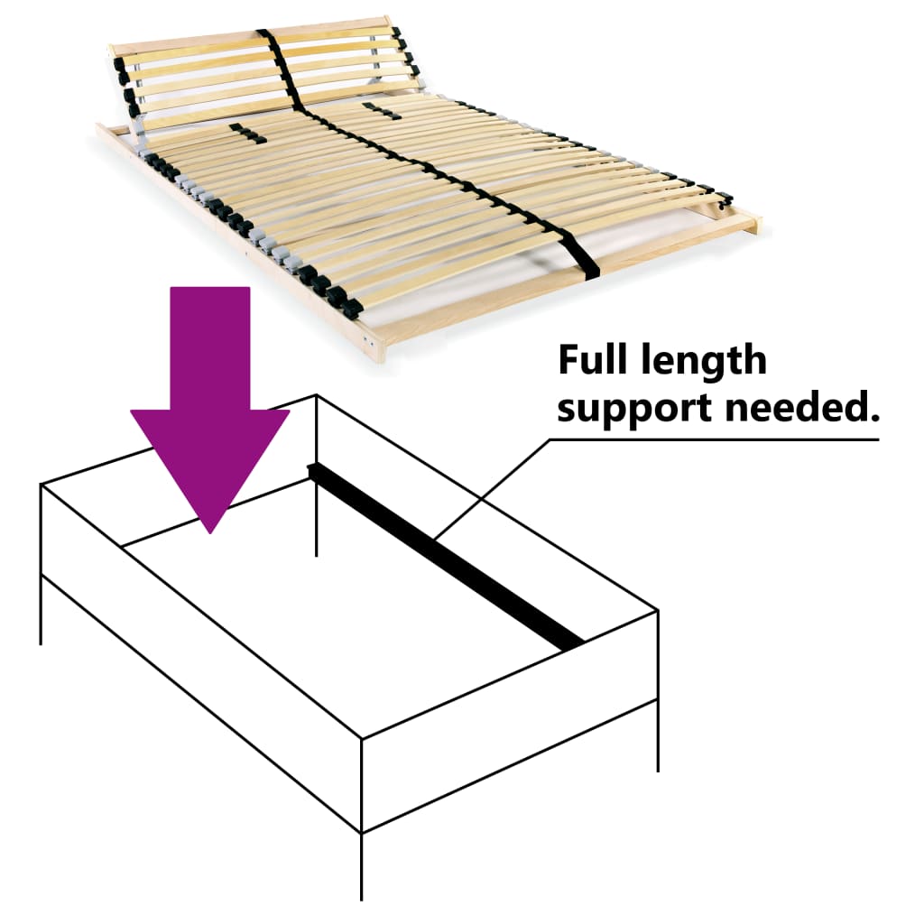 Slatted Bed Base without Mattress with 28 Slats 7 Zones 120x200 cm