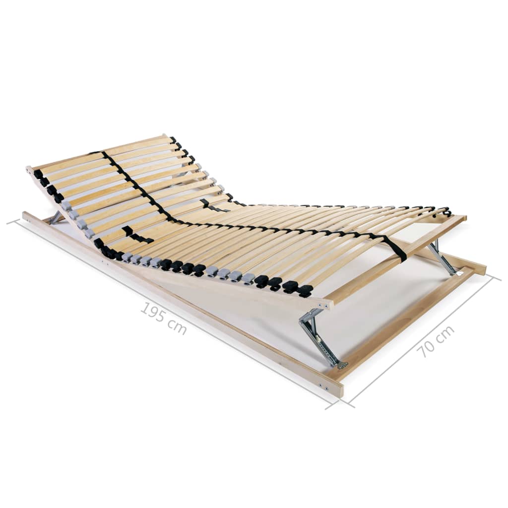 Slatted Bed Base without Mattress with 28 Slats 7 Zones 70x200 cm