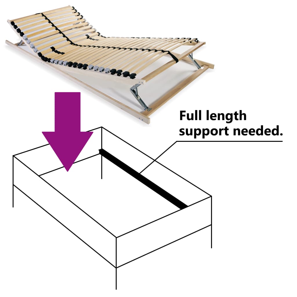 Slatted Bed Base without Mattress with 28 Slats 7 Zones 80x200 cm