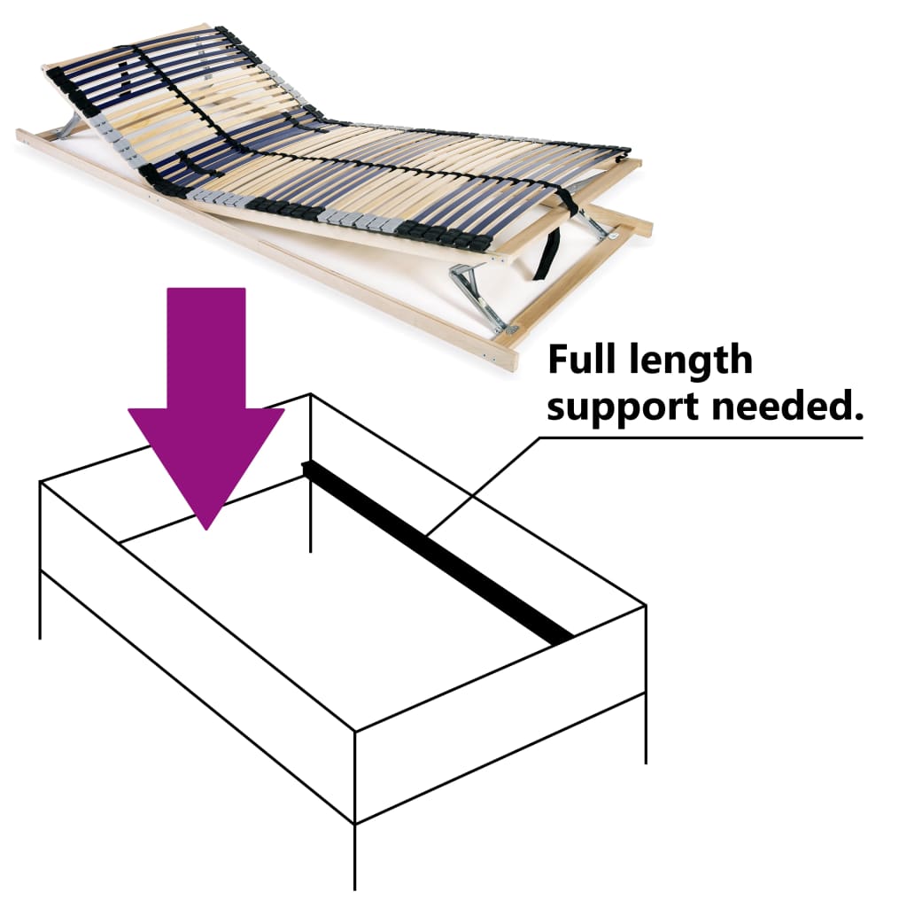 Slatted Bed Base without Mattress with 42 Slats 7 Zones 90x200 cm