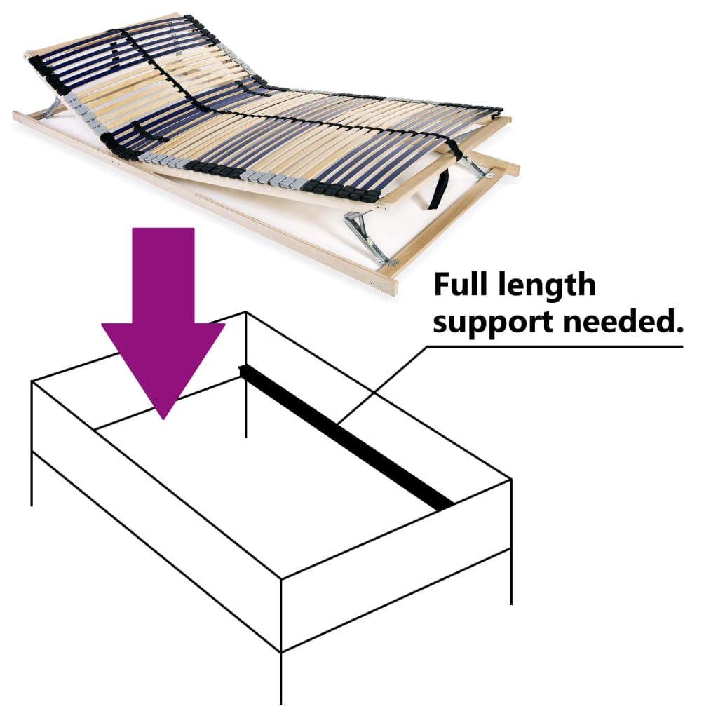 Slatted Bed Base without Mattress with 42 Slats 7 Zones 100x200 cm