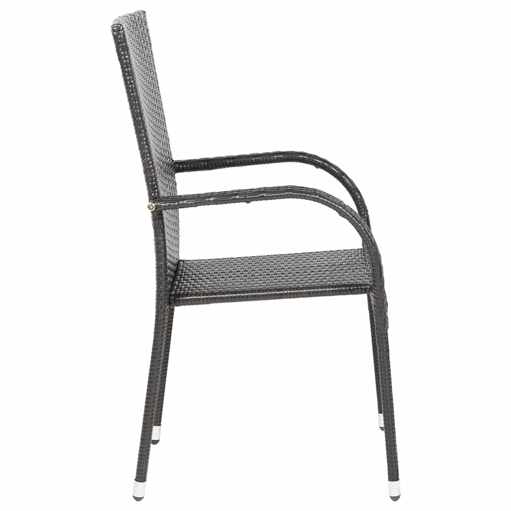 Stackable Outdoor Chairs 2 pcs Poly Rattan Brown