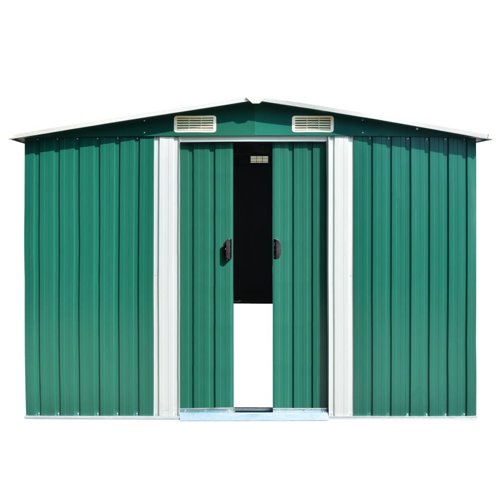 Garden Shed 257x580x181 cm Metal Green