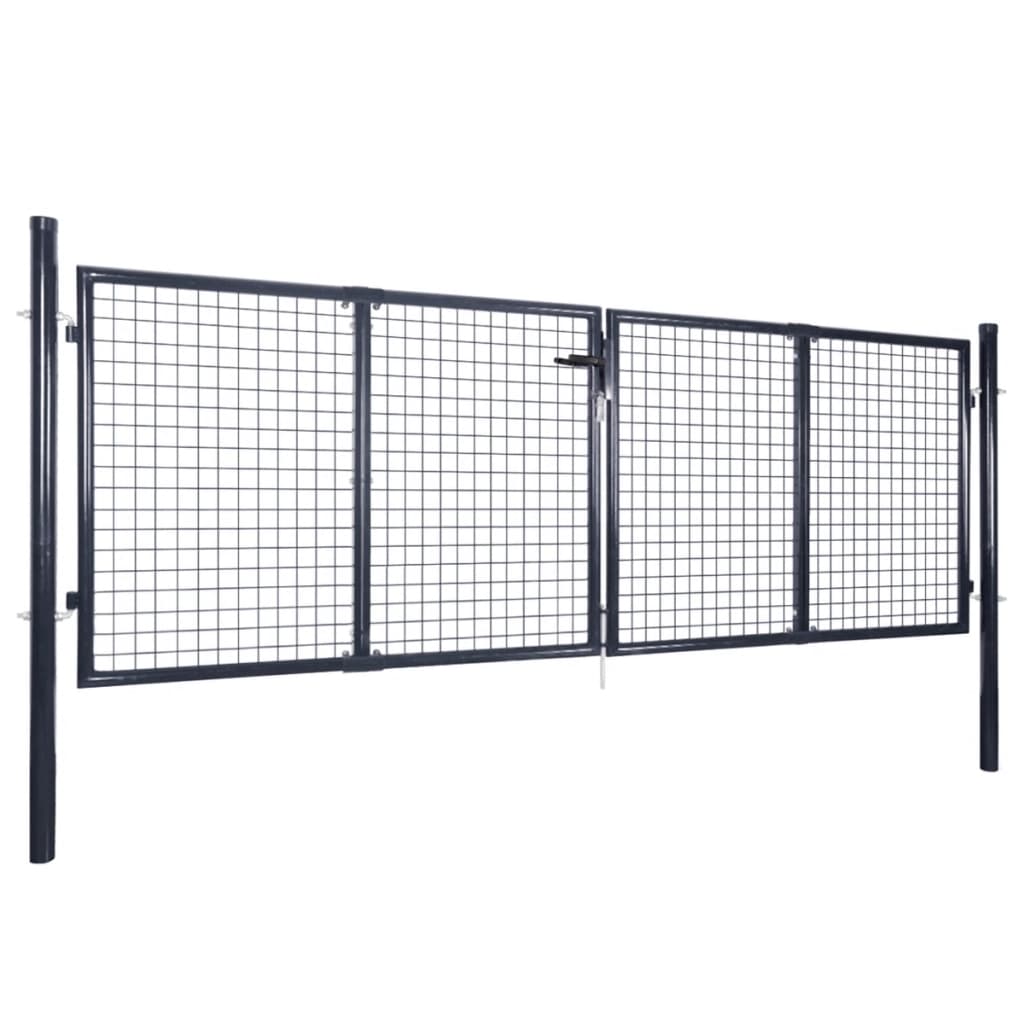 Mesh Garden Gate Galvanised Steel 306x100 cm Grey