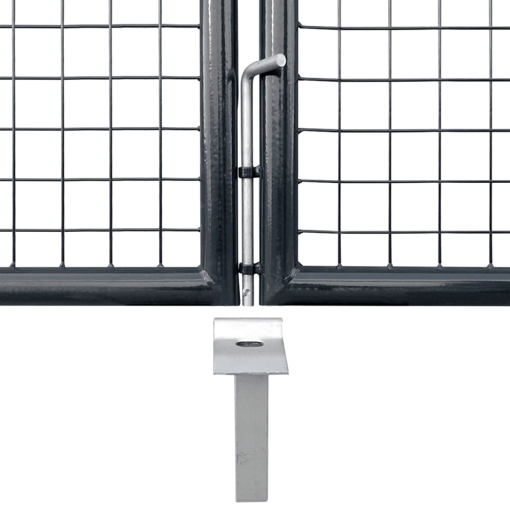Mesh Garden Gate Galvanised Steel 306x100 cm Grey