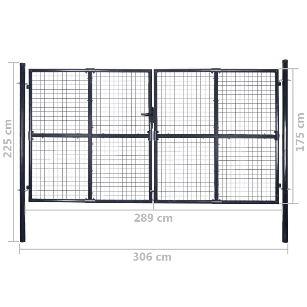 Mesh Garden Gate Galvanised Steel 306x175 cm Grey