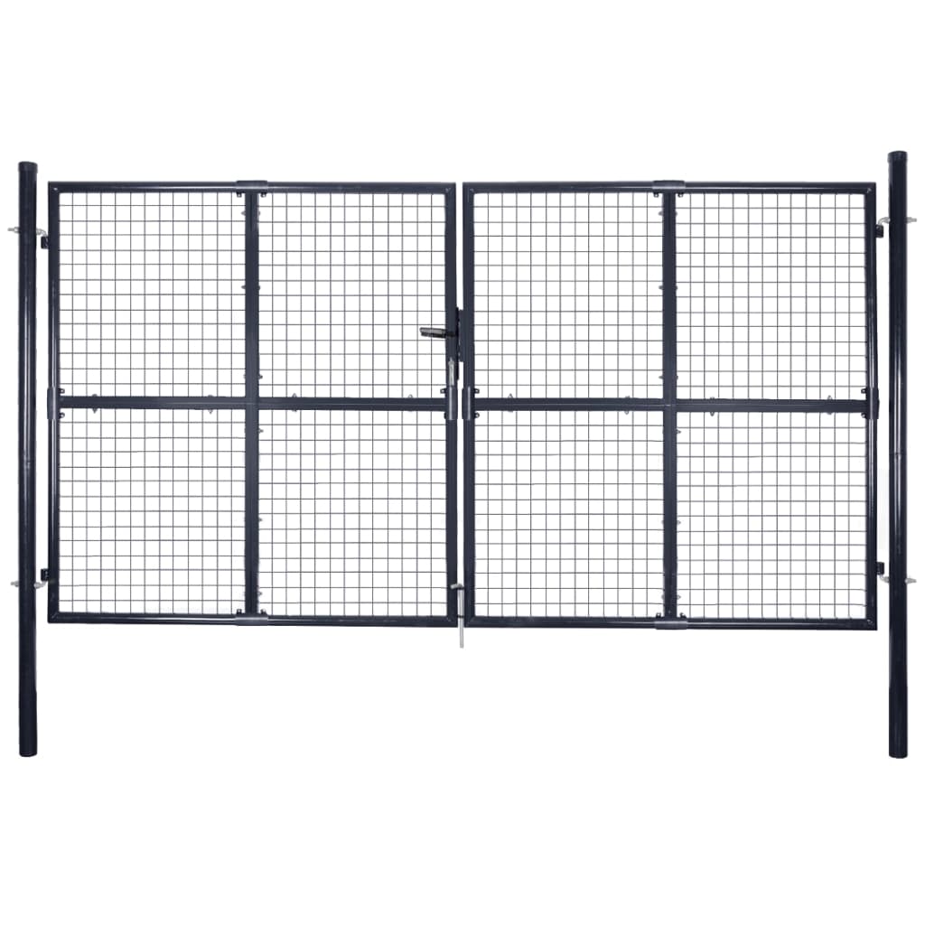 Mesh Garden Gate Galvanised Steel 306x200 cm Grey