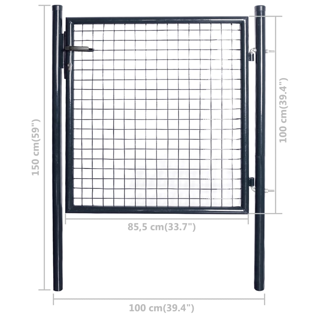 Mesh Garden Gate Galvanised Steel 100x100 cm Grey