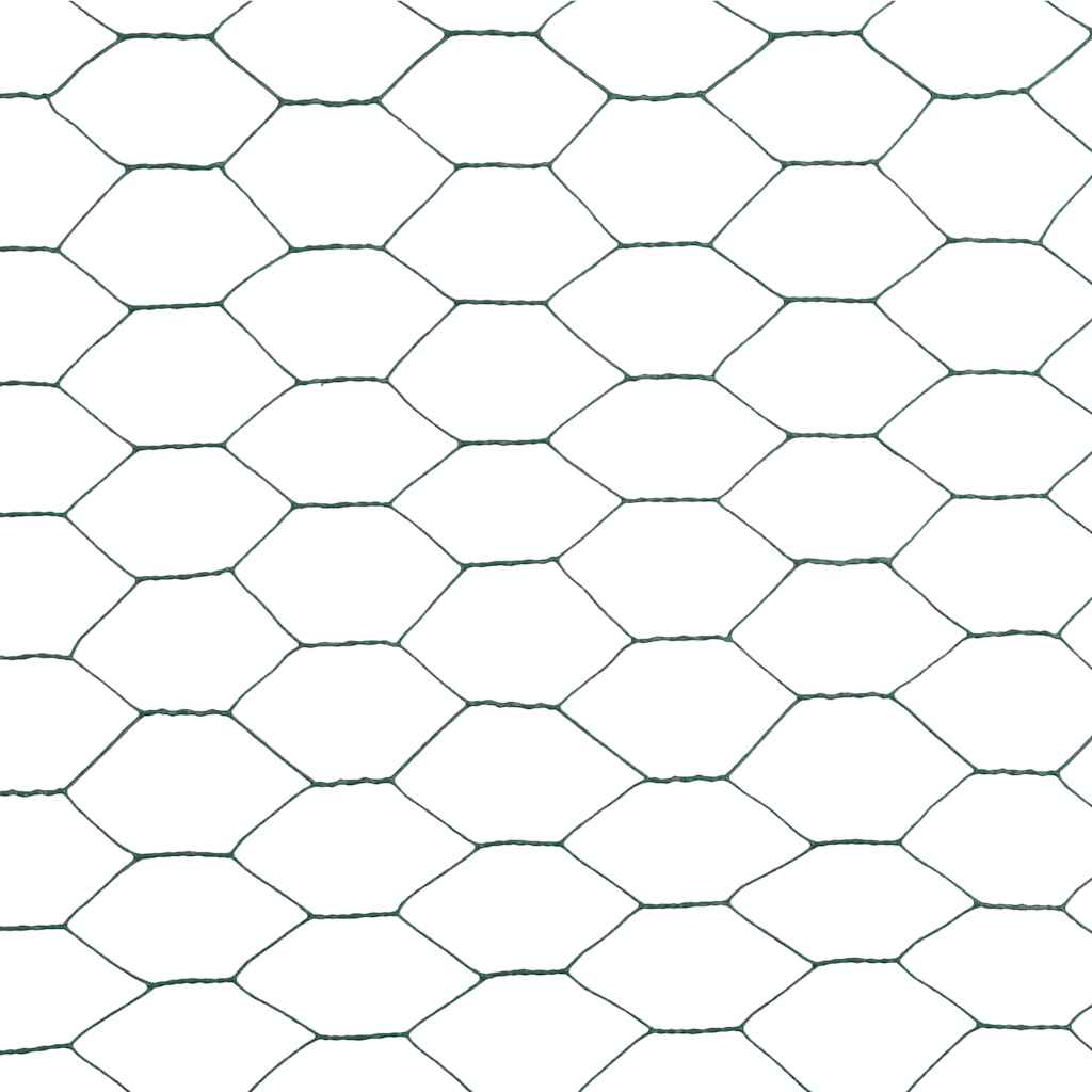 Chicken Wire Fence Steel with PVC Coating 25x1.2 m Green