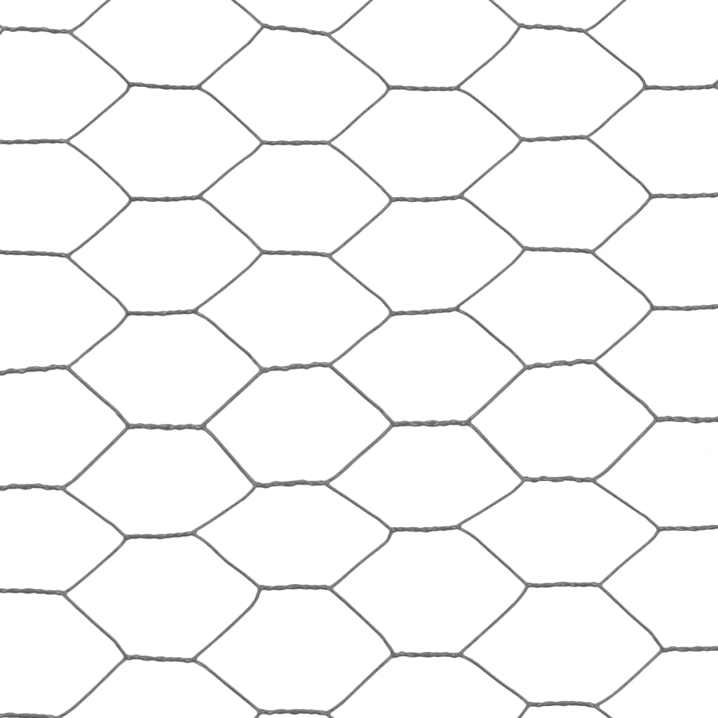 Chicken Wire Fence Steel with PVC Coating 25x1.5 m Grey