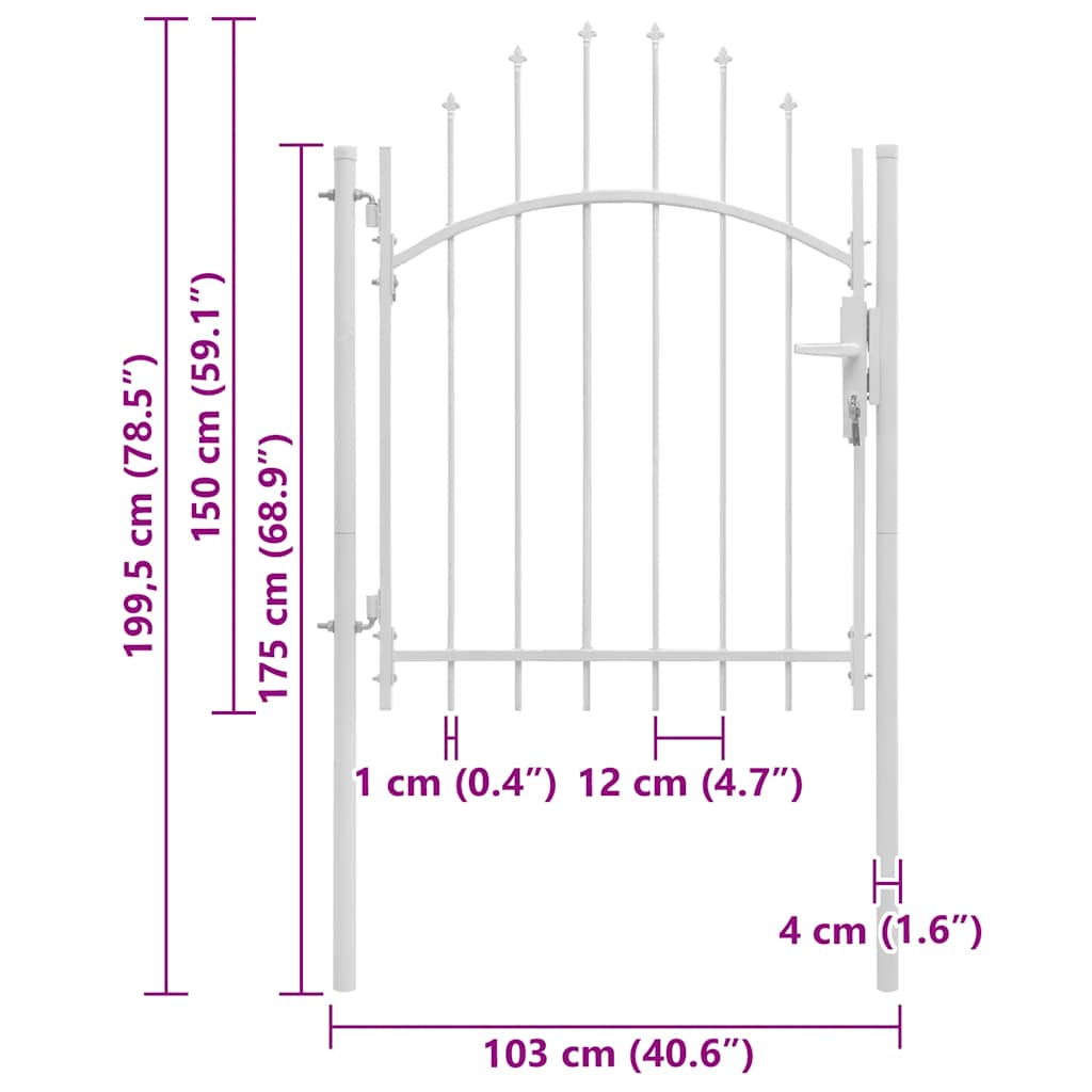 Garden Gate Steel 1x2 m White